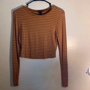 Dirty Brown Long Sleeved Cropped Shirt